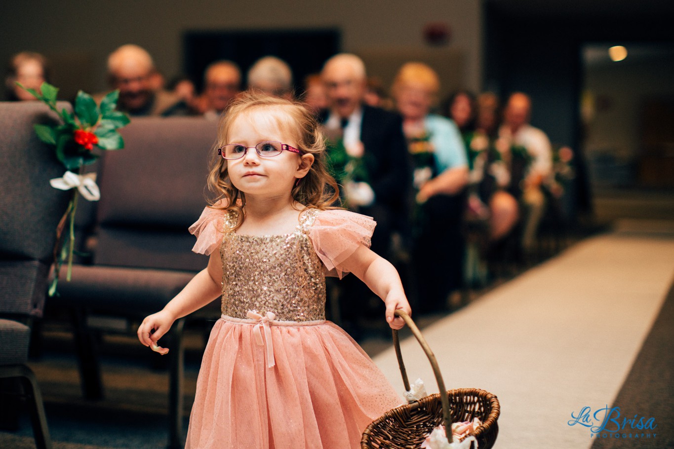 Flower girl wedding ceremony Journey Christian Church Wayne Nebraska