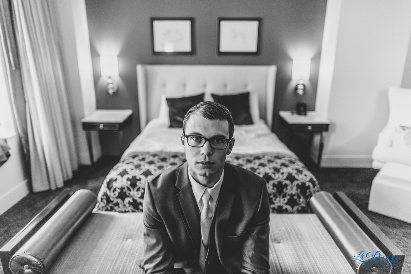 Presidential Hilton Kansas City Wedding Photography Groom Portraits