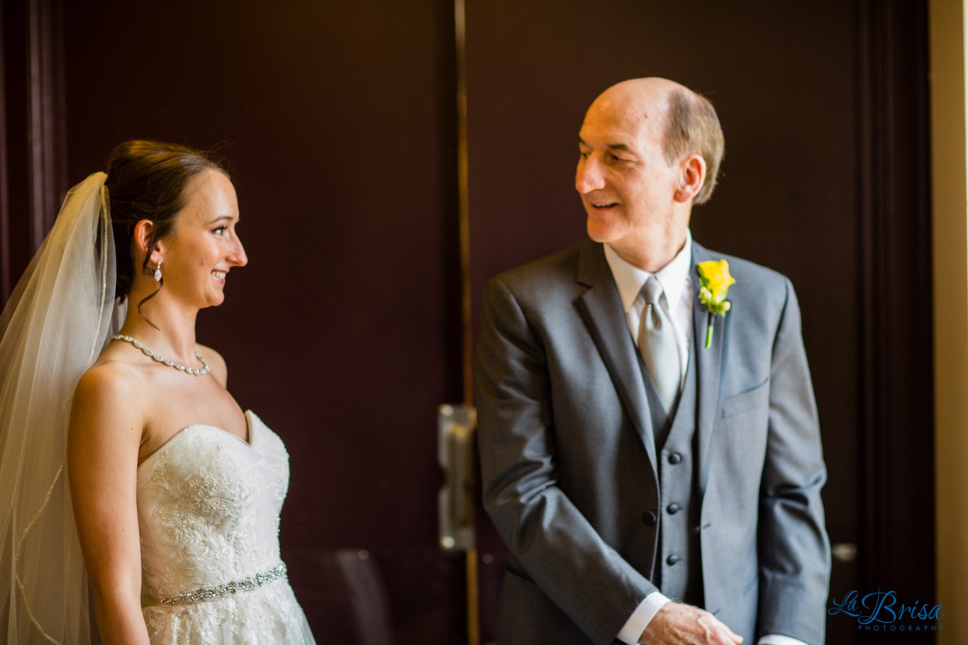 Father Daughter First Look Presidential Hilton Kansas City Wedding Photography Bridal Portraits