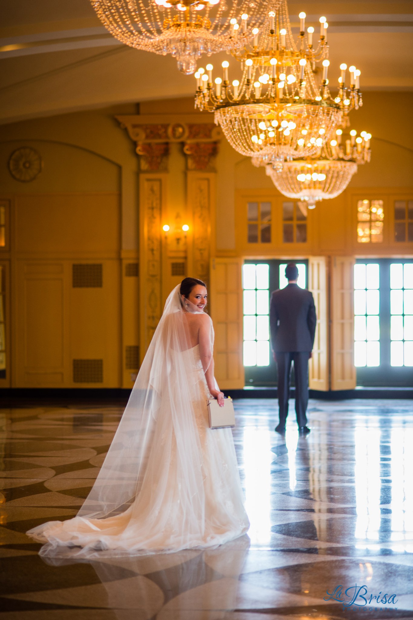 Bride Groom First Look Presidential Hilton Kansas City Wedding Photography Bridal Portraits