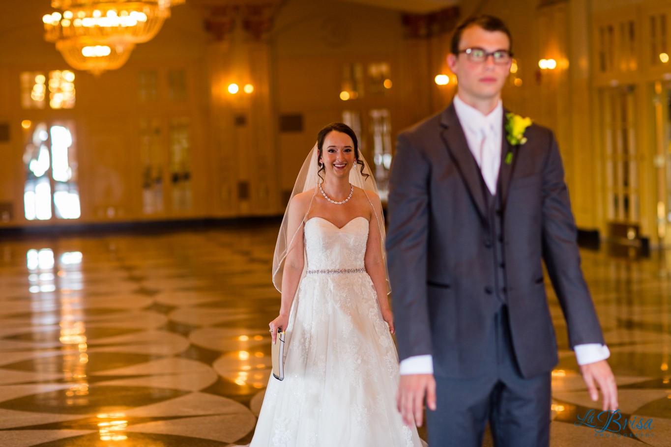 Bride Groom First Look Presidential Hilton Kansas City Wedding Photography Bridal Portraits