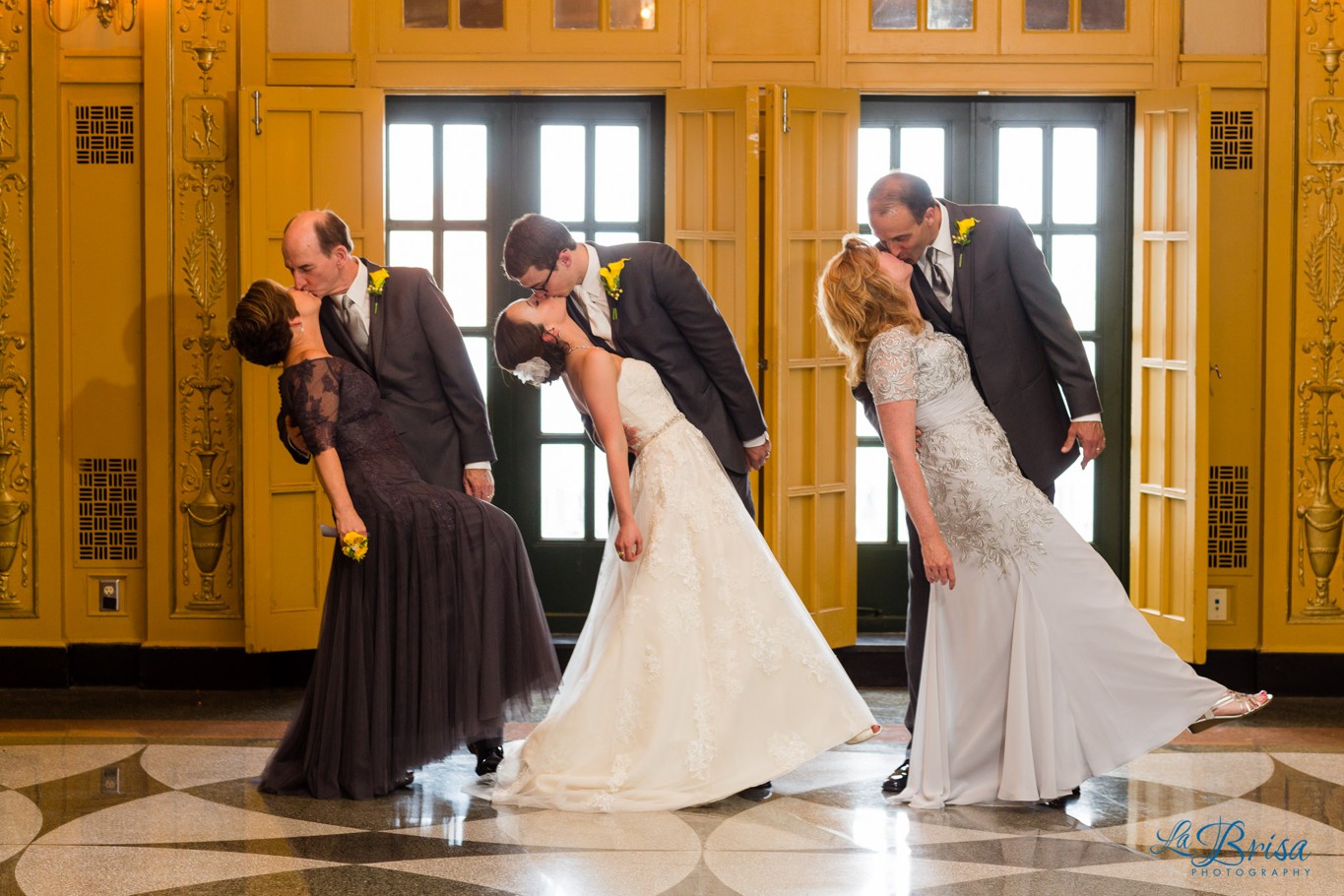 Bride Groom Parents Wedding Portrait Presidential Hilton Kansas City Wedding Photography