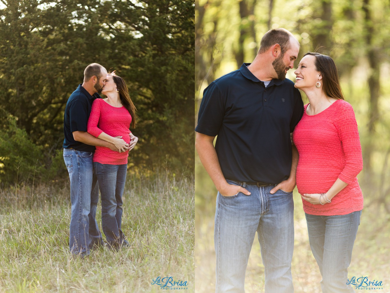 Maternity Open Field Red Top Jeans Open Field Kansas Emma York La Brisa Photography