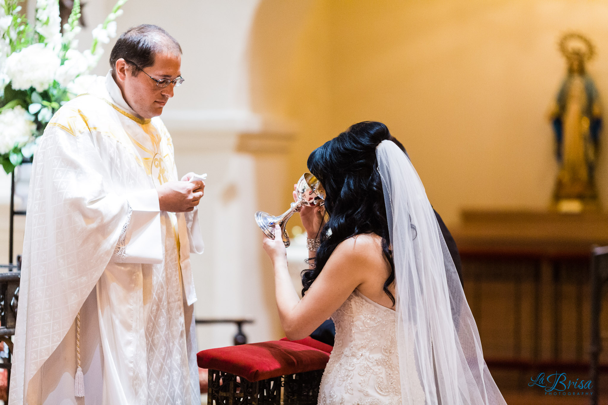 Brophy Chapel Wedding Ceremony Bride Receiving Communion