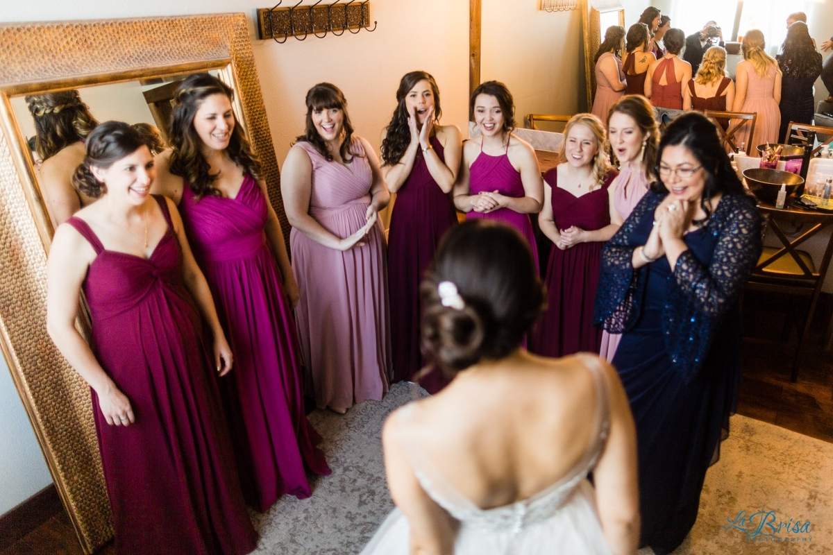 bridesmaids seeing bride for first time