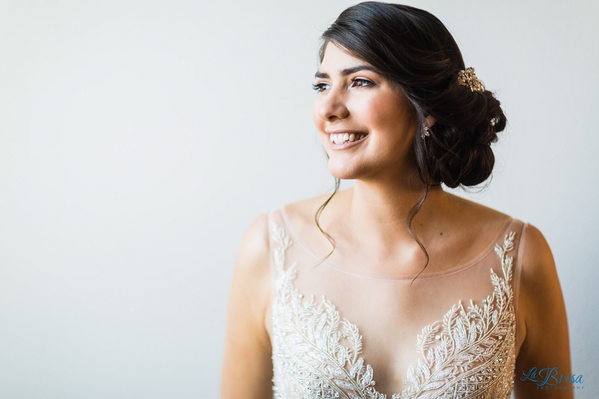 bridal portrait looking out window