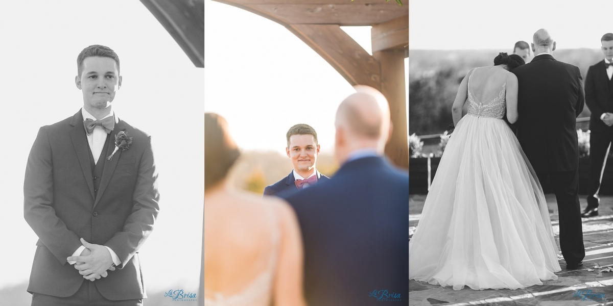 groom sees bride stone crest wedding ceremony