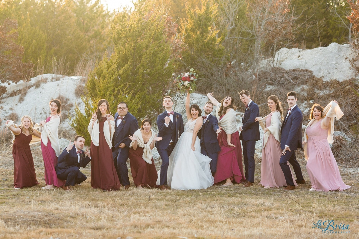 wedding party having fun stone crest wedding