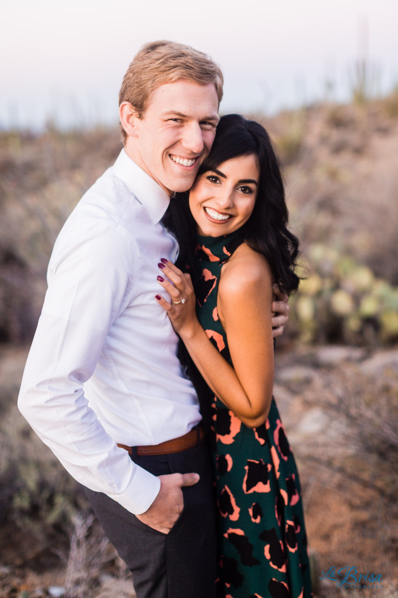 Floral dress desert engagement