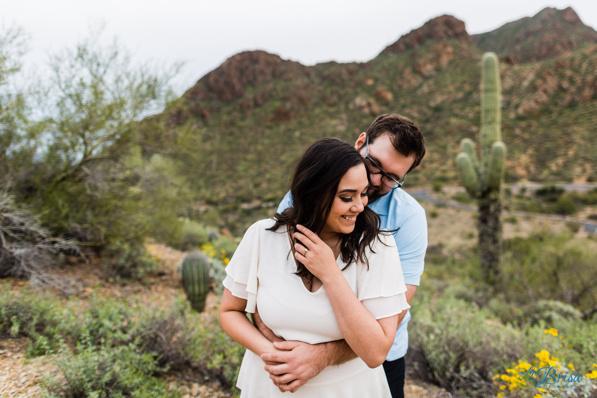 Gates Pass wildflowers engagement