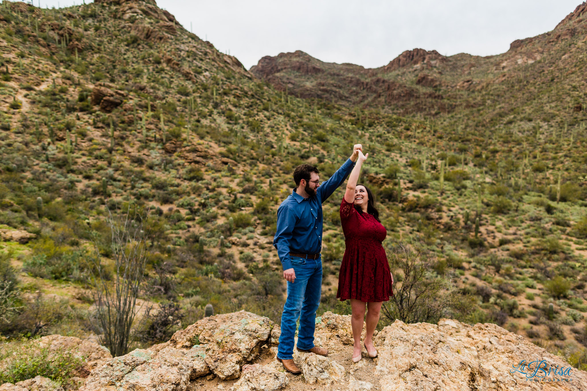 Gates Pass dancing on mountains engagement