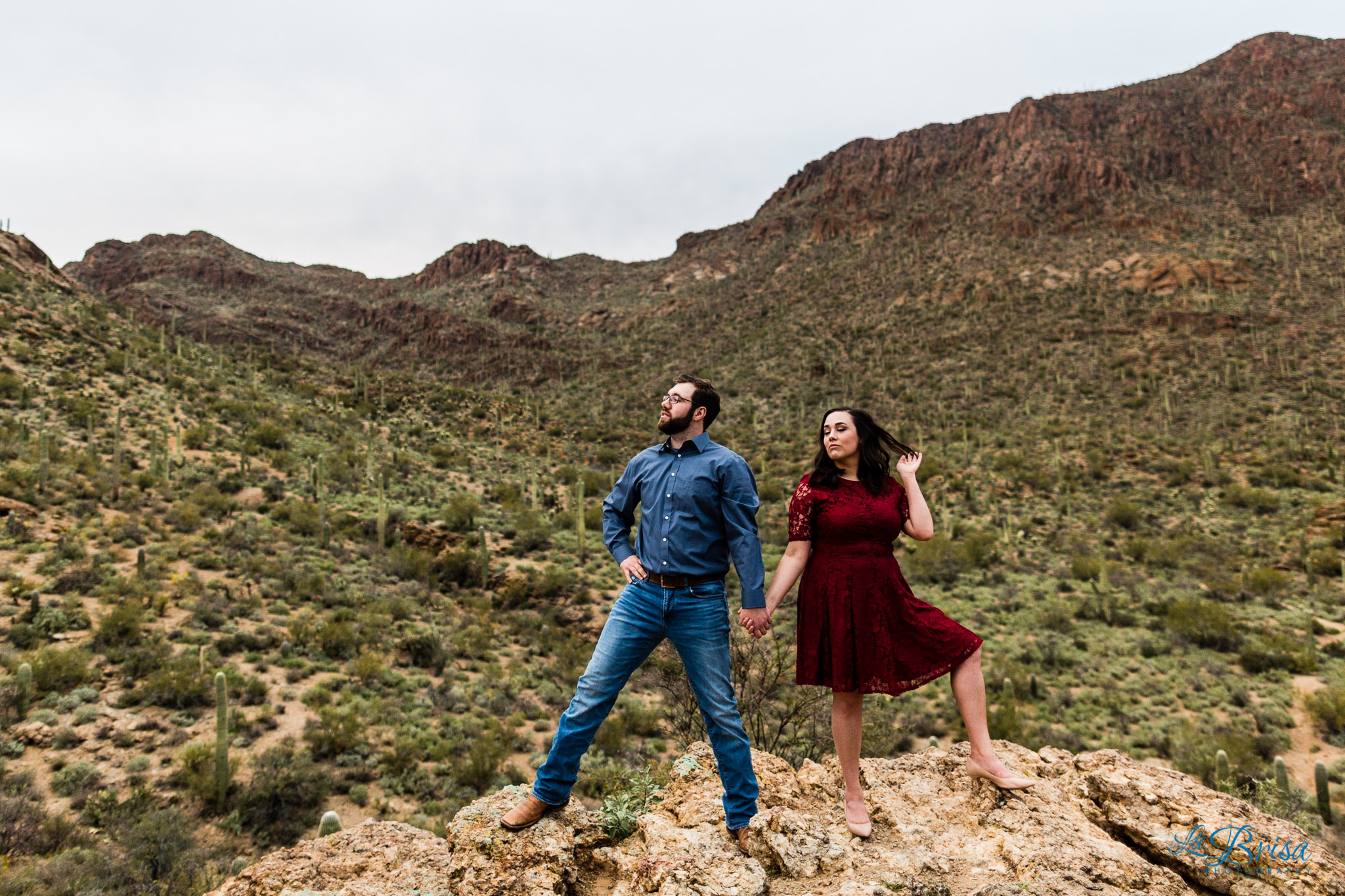 striking a pose Gates Pass Tucson engagement