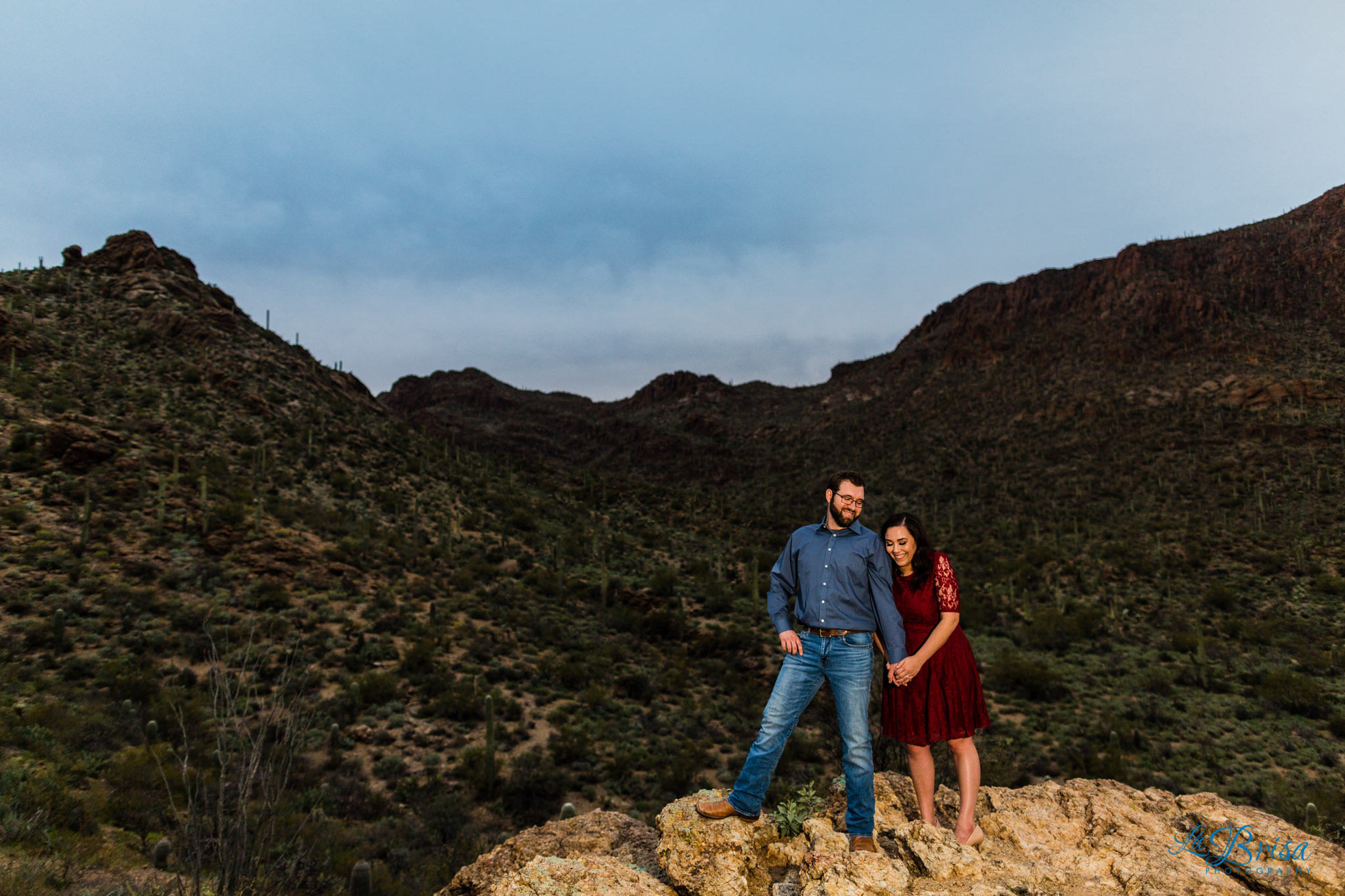 laughter on mountains Gates Pass engagement