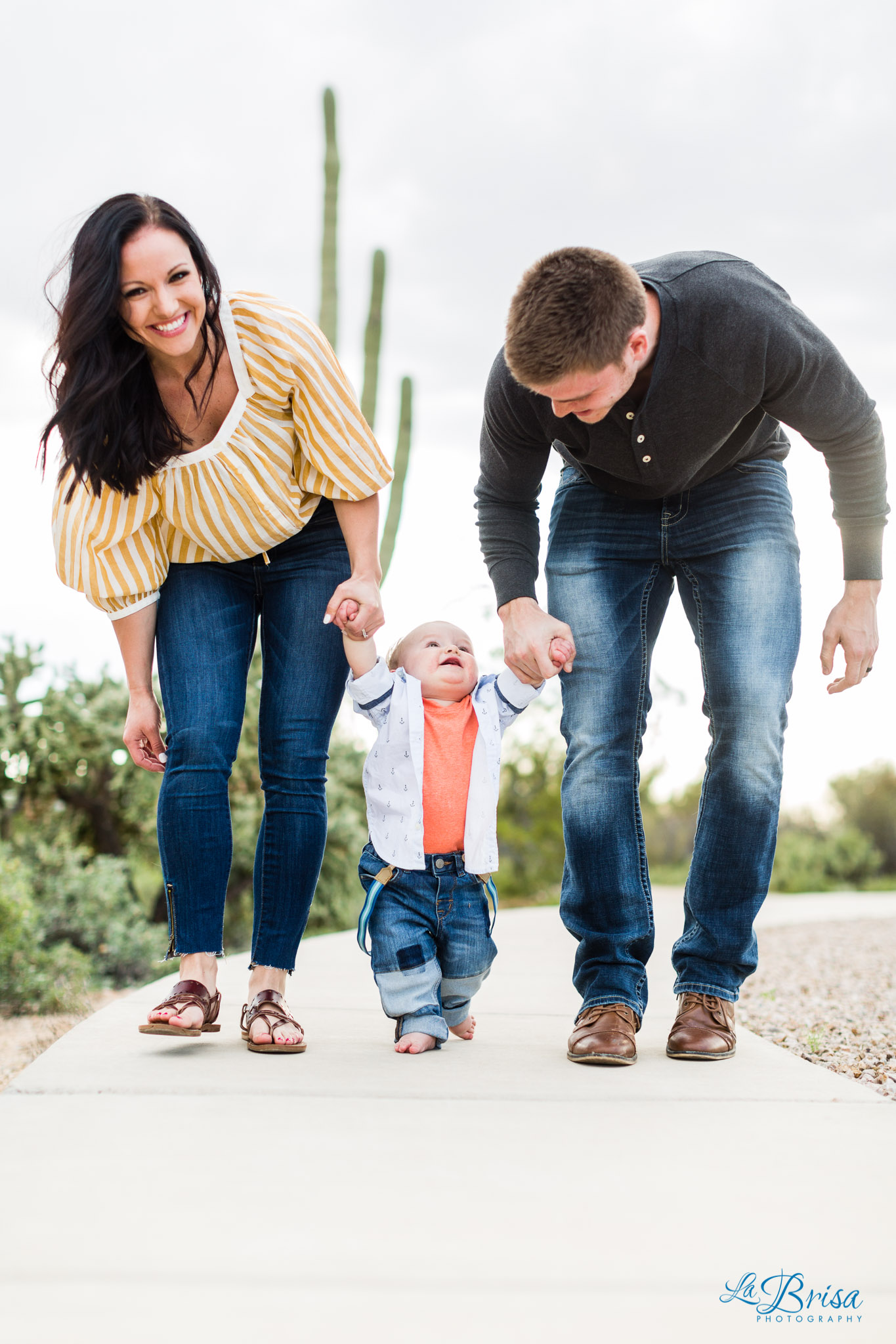 one year old family walking photo