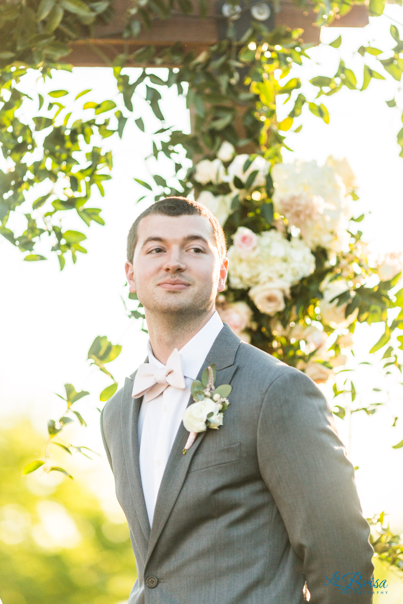 groom sees bride for first time dallas arboretum wedding ceremony